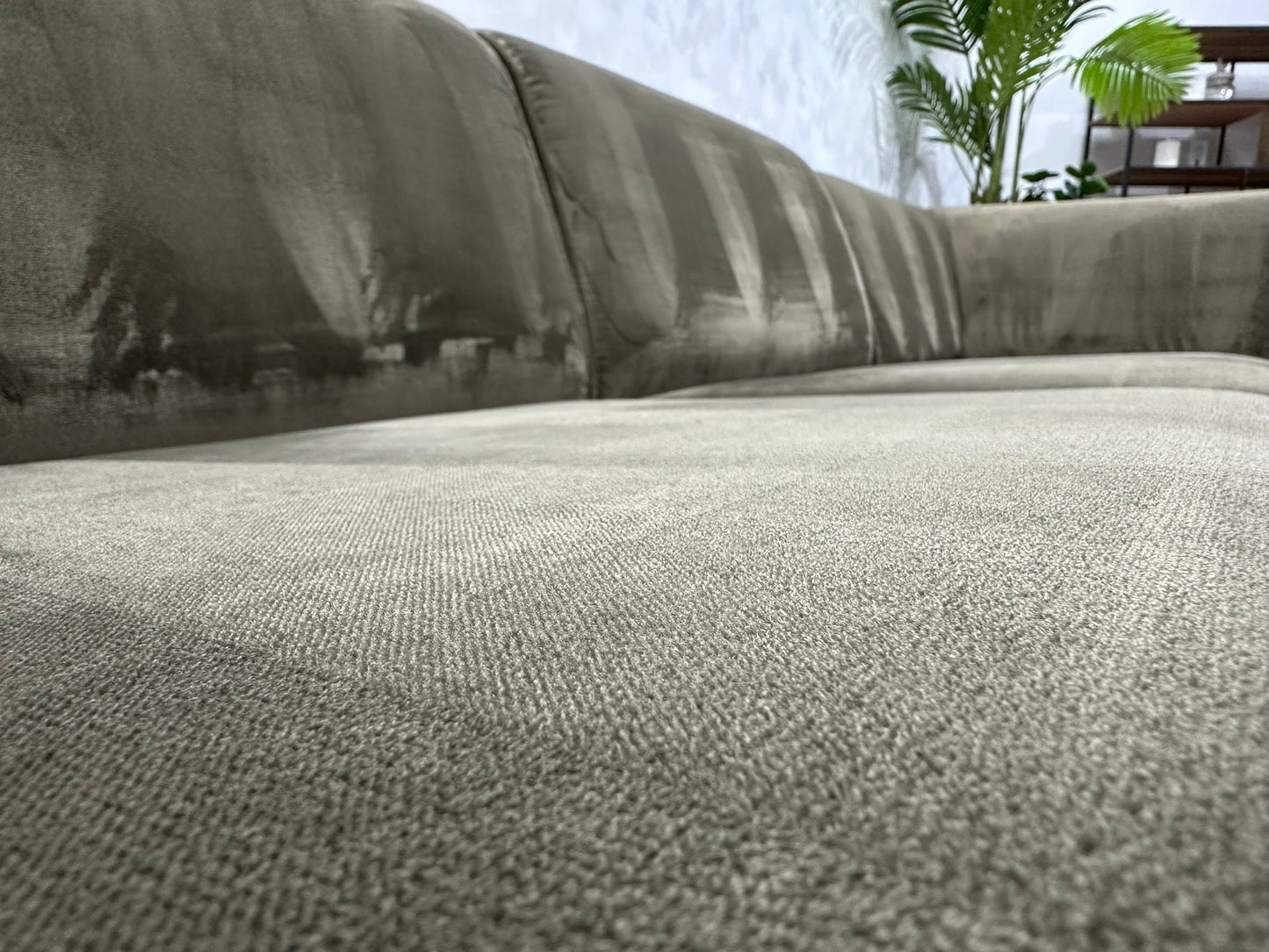 Groene Velvet Hoekbank ~ Vaste Kussens