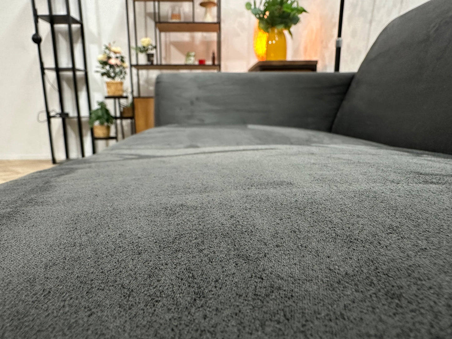 Antraciet Suède Stoffen 3-Zits Bank ~ Vaste Kussens