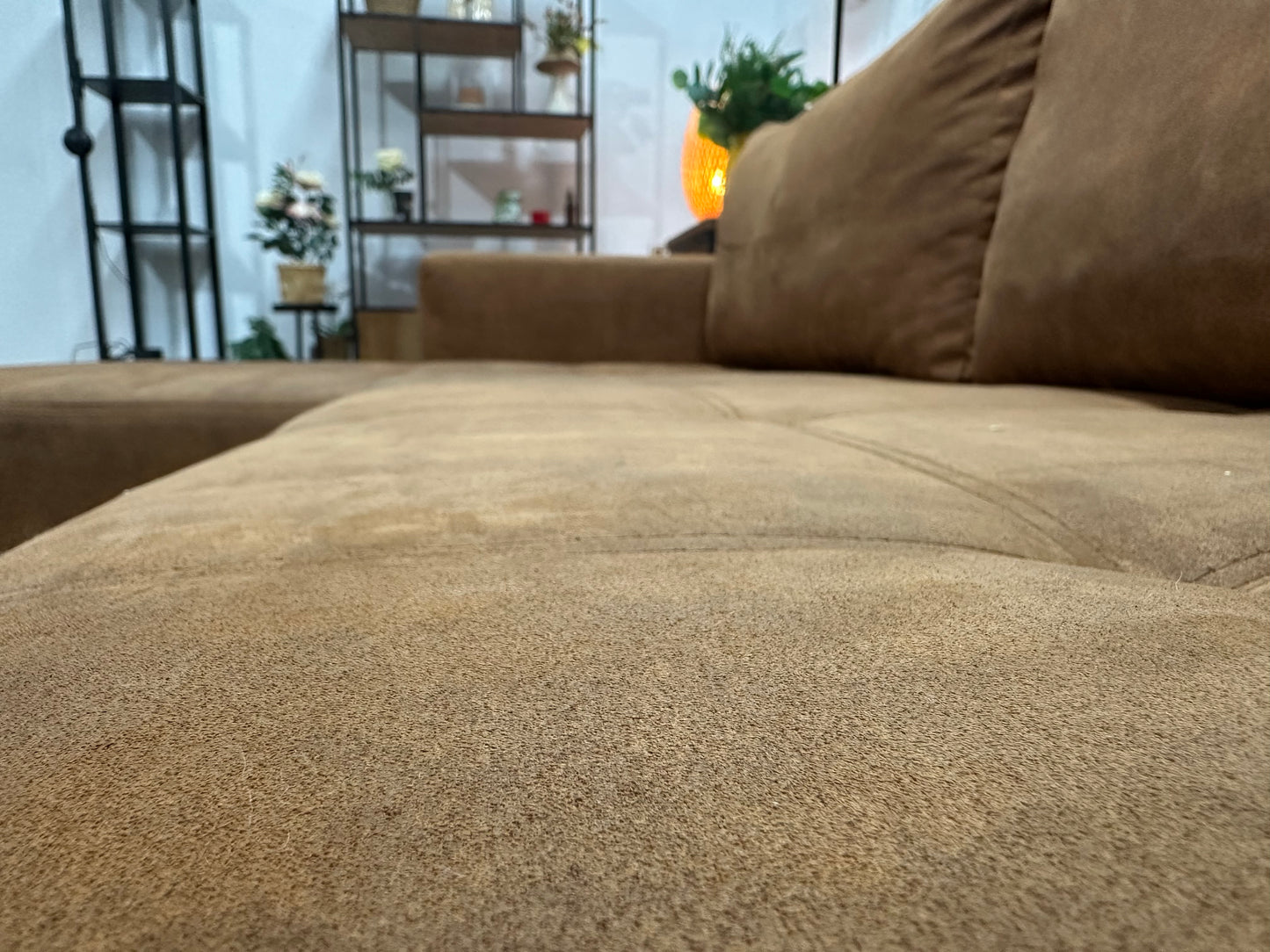 Cognac Bruine Suède Stoffen U Bank ~ Slaapfunctie