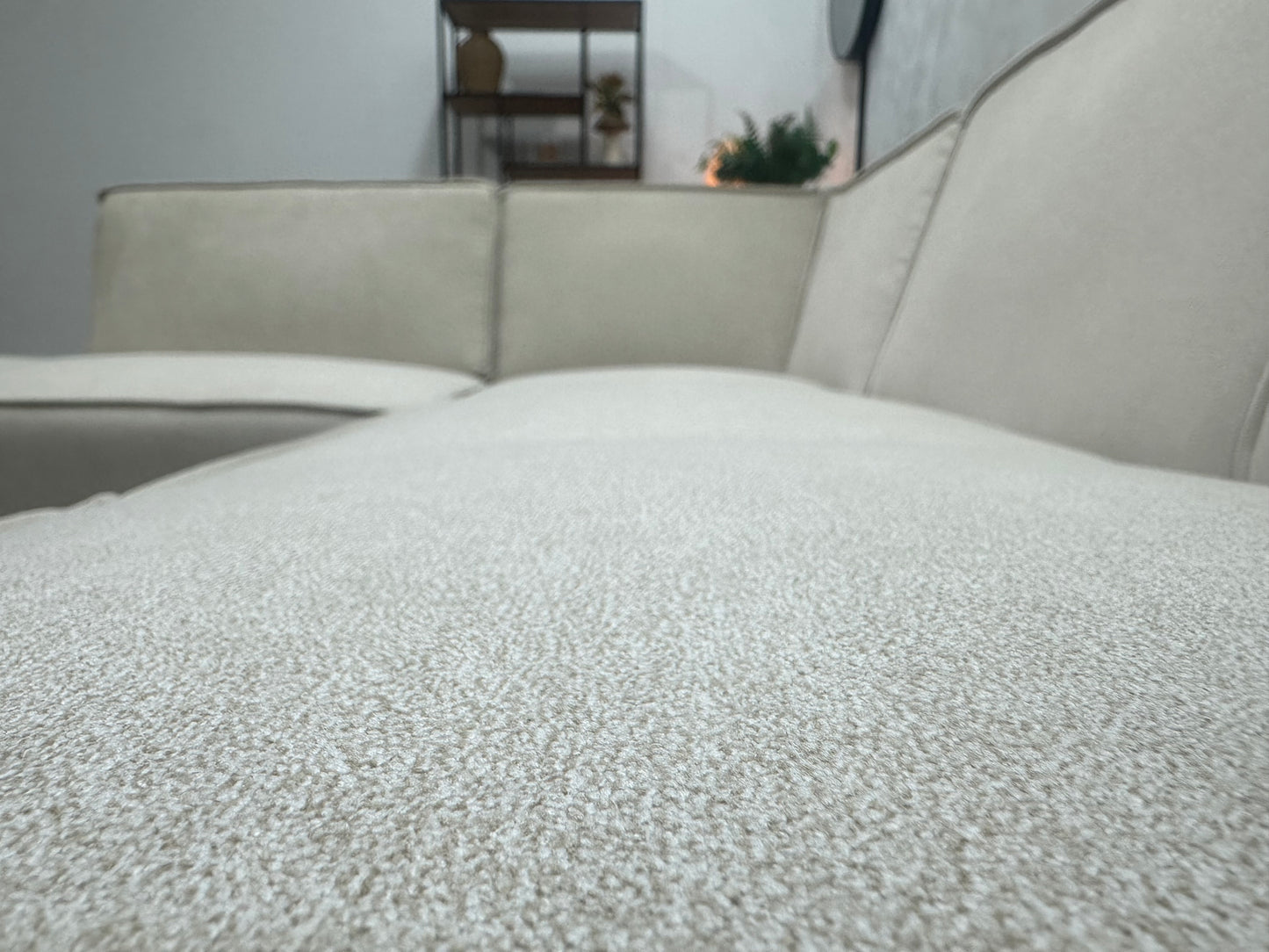 !Showroommodel! Crème Suède Stoffen Hoekbank