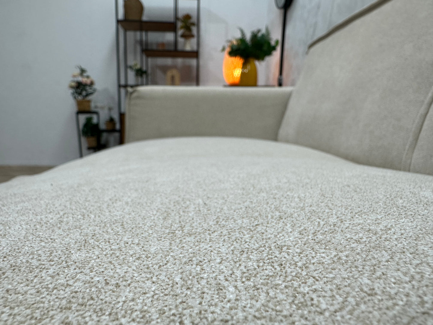 !Showroommodel! Crème Suède Stoffen Hoekbank