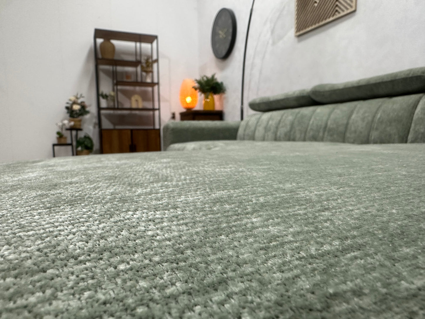 !Showroommodel! Groene Cremona Hoekbank ~ Verstelbare Hoofdsteunen