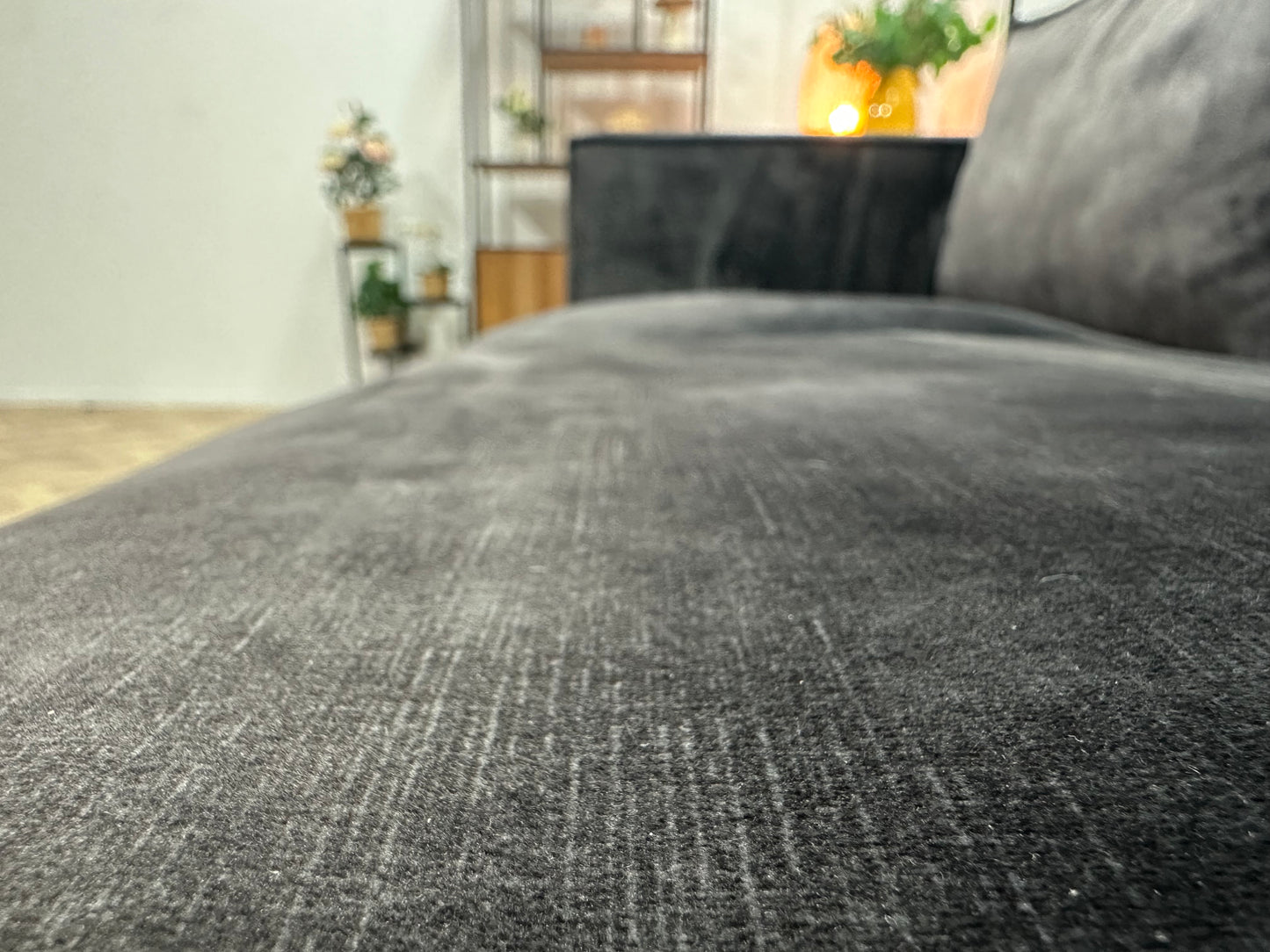 Antraciet Velvet Hoekbank ~ Losse Kussens Met Afneembare Hoezen