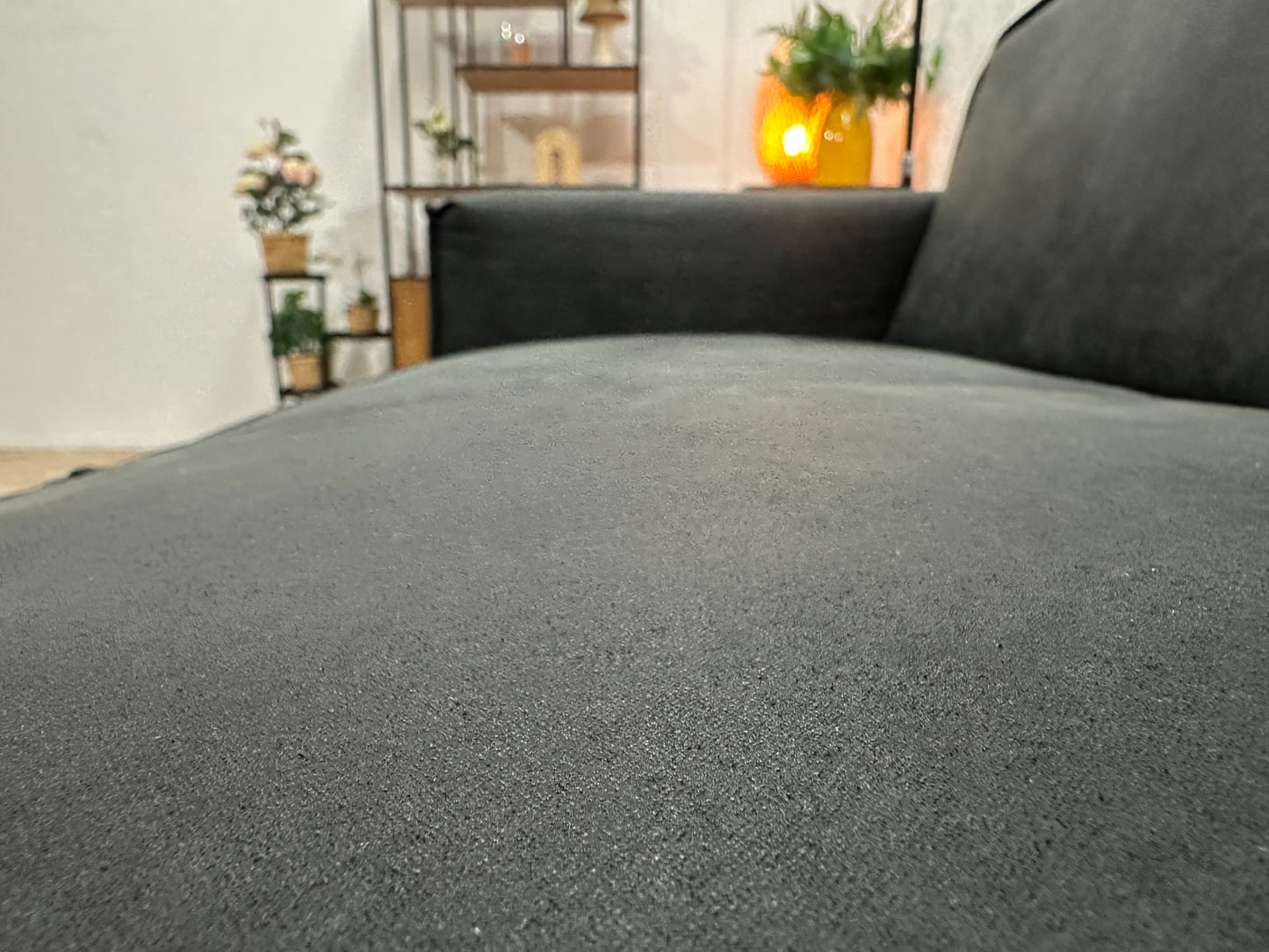 !Showroommodel! Antraciet Leather Look Hoekbank