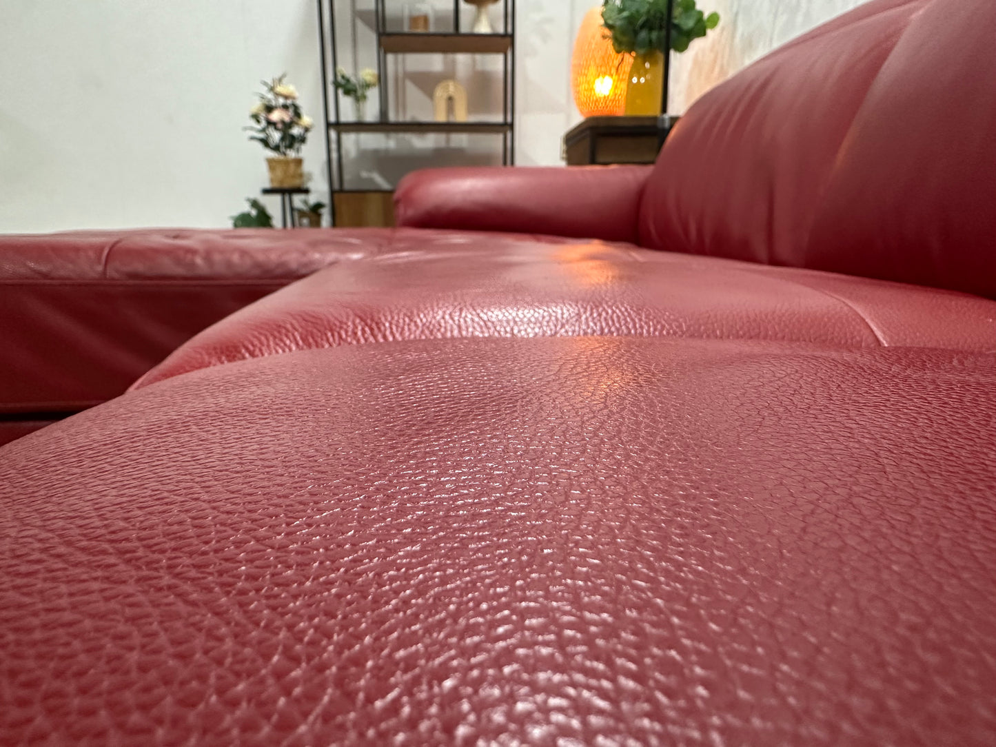 Rode Echt Lederen U Bank ~ Verstelbare Hoofdsteunen