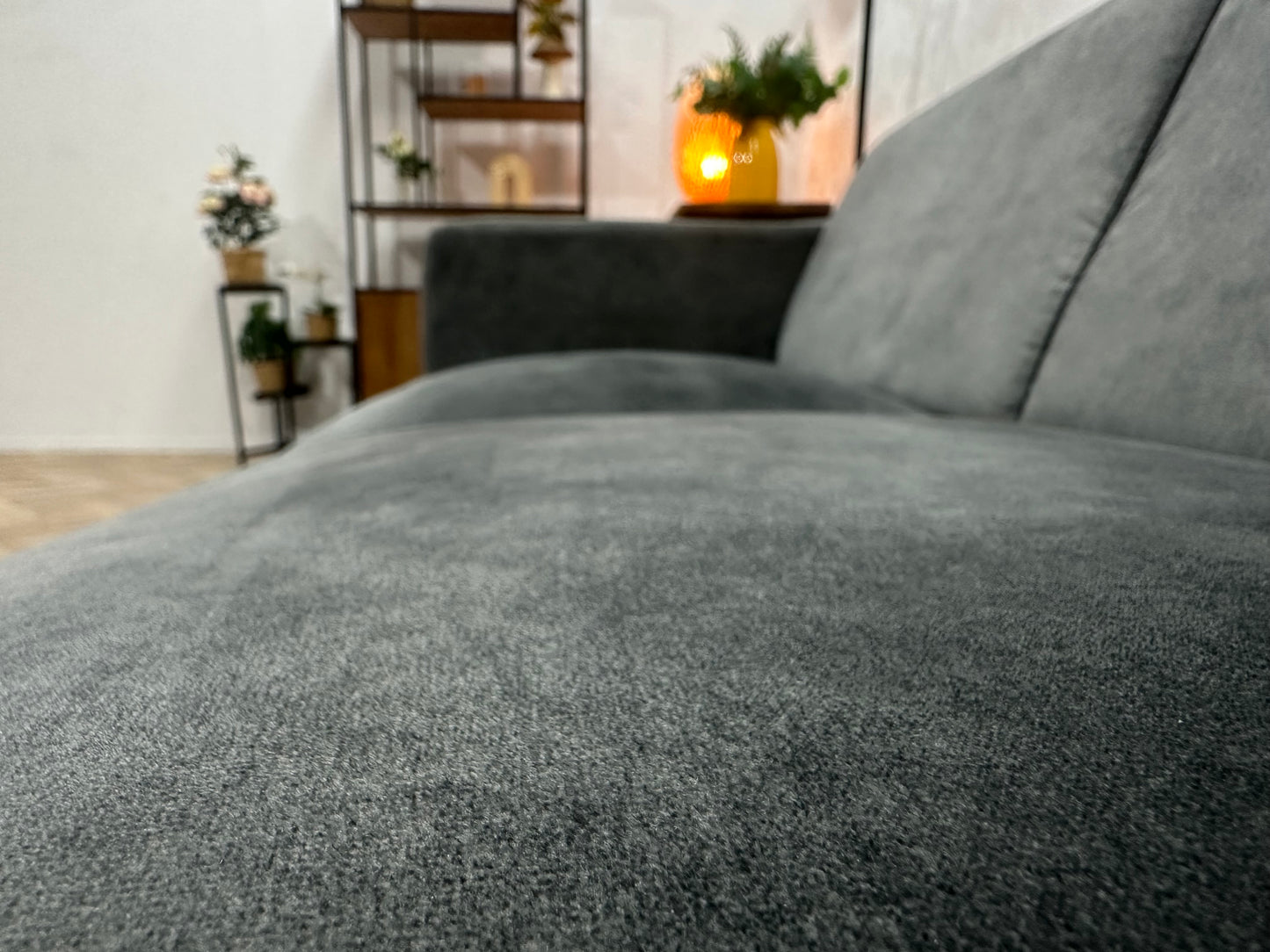 !Showroommodel! Antraciet Velvet Hoekbank