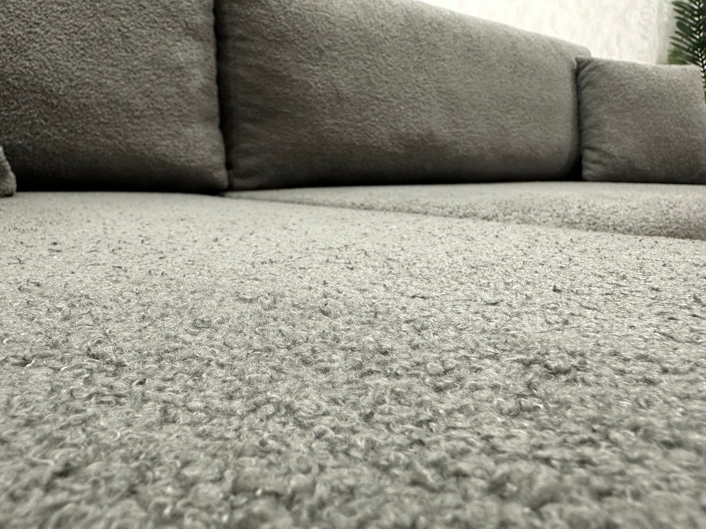 !Showroommodel! Grijze Bouclé Hoekbank