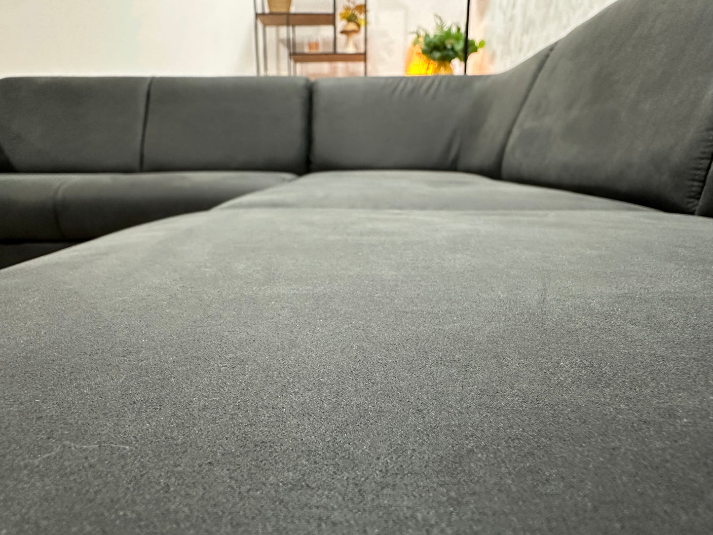 !Showroommodel! Antraciet Leather Look Hoekbank