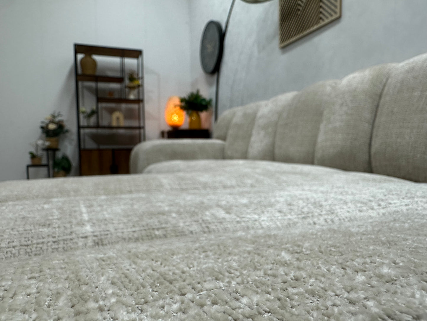 !Showroommodel! Witte/Crème Cremona Stoffen Hoekbank