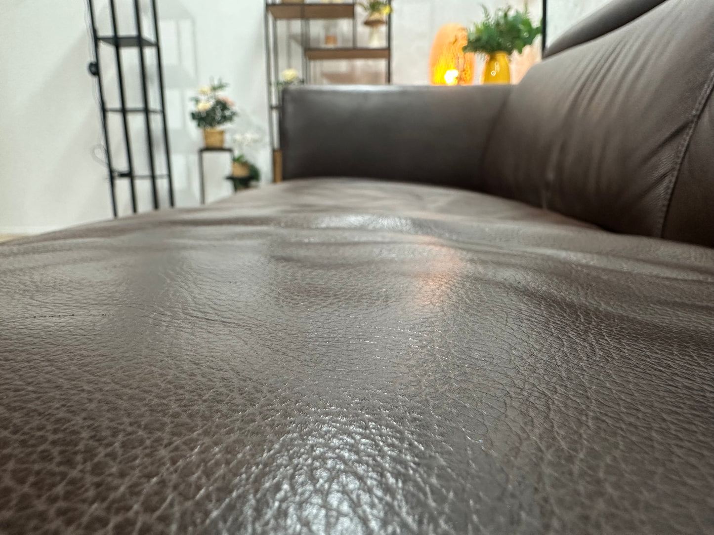 Bruine Echt Lederen 2.5-Zits Bank ~ Verstelbare Hoofdsteunen