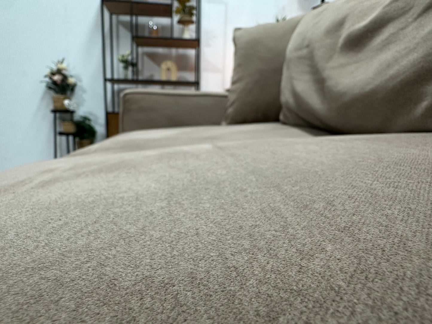Licht Bruine Velvet Hoekbank ~ Losse Kussens Met Afneembare Hoezen