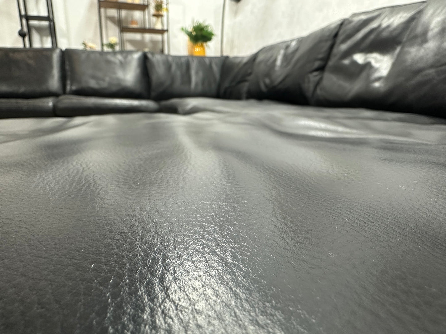 Leatherworld Zwarte Echt Lederen U Bank ~ Losse Kussens Met Afneembare Hoezen