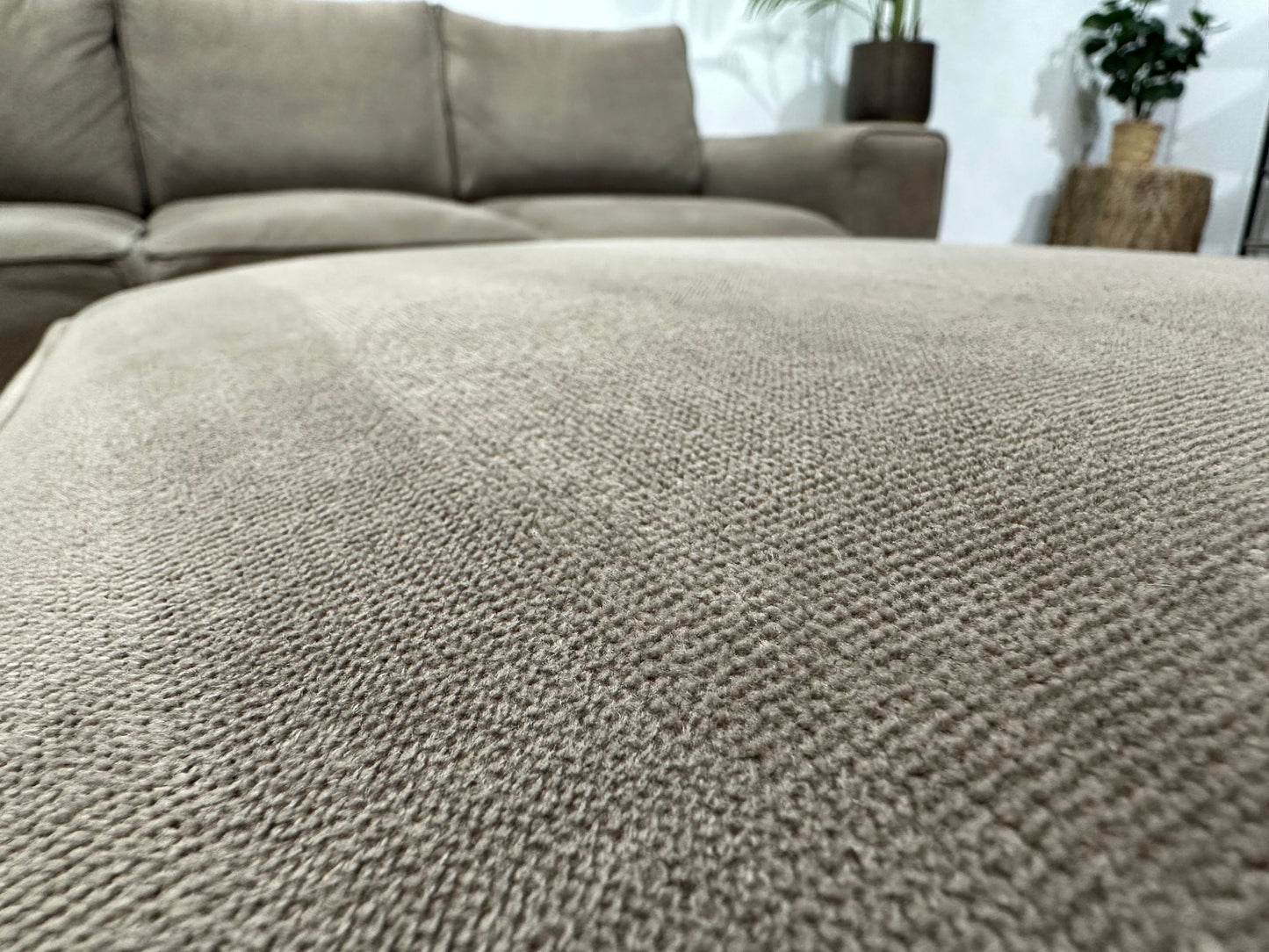 Bruine Velvet 2.5-Zits Bank Incl Hocker ~ Losse Rugkussens