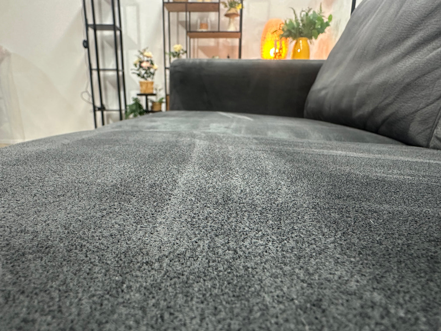 Antraciet Suède Stoffen 2.5-Zits Bank ~ Vaste Kussens