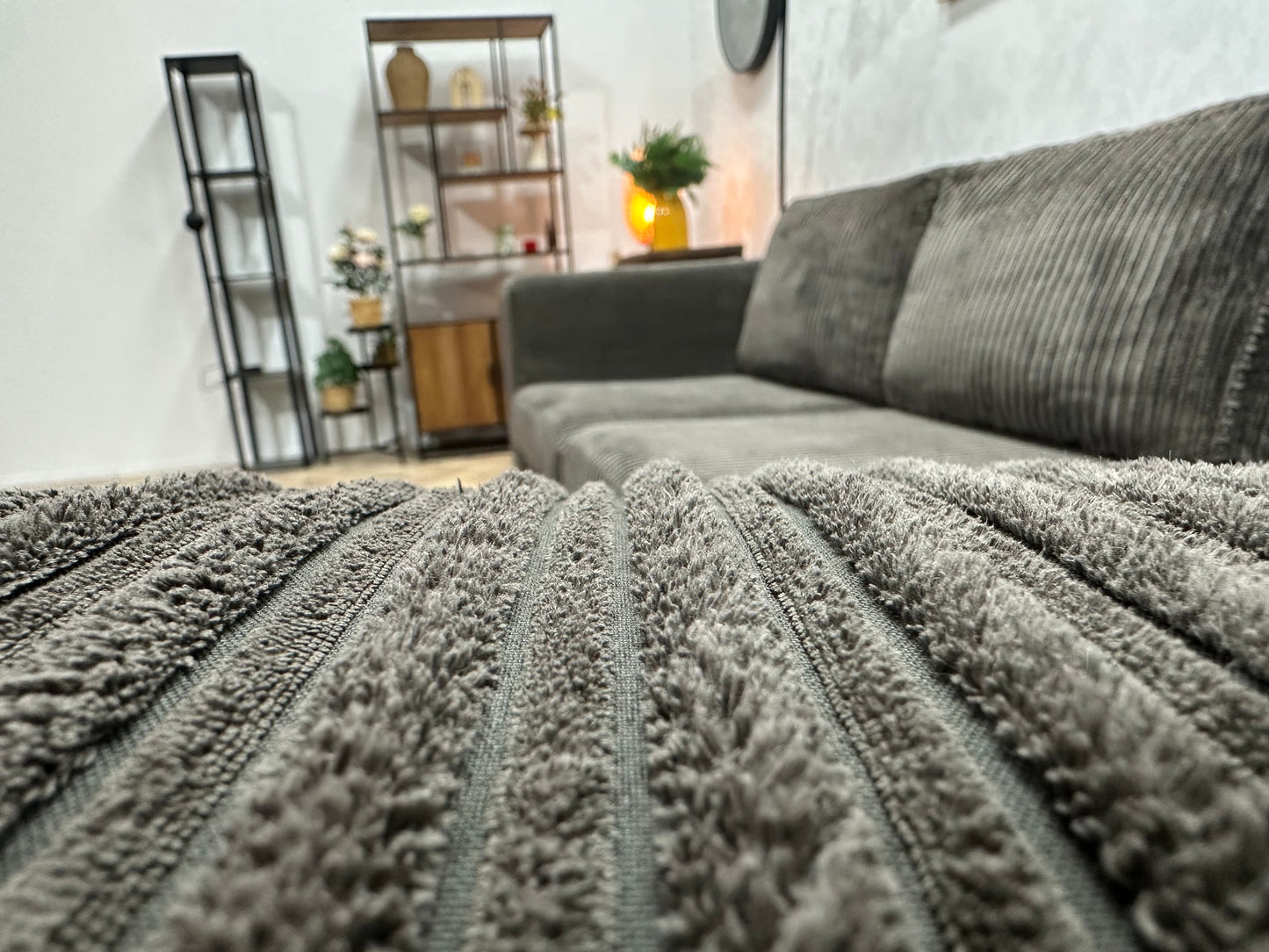 Bruine Ribstof Hoekbank ~ Losse Kussens Met Afneembare Hoezen