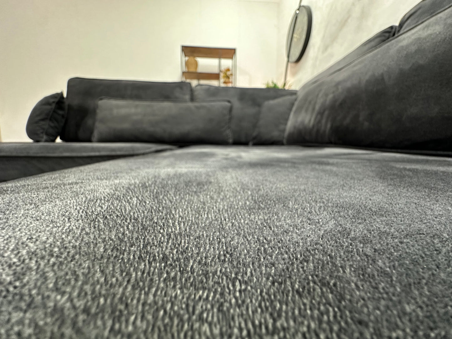 Antraciet Velvet Hoekbank ~ Losse Kussens Met Afneembare Hoezen