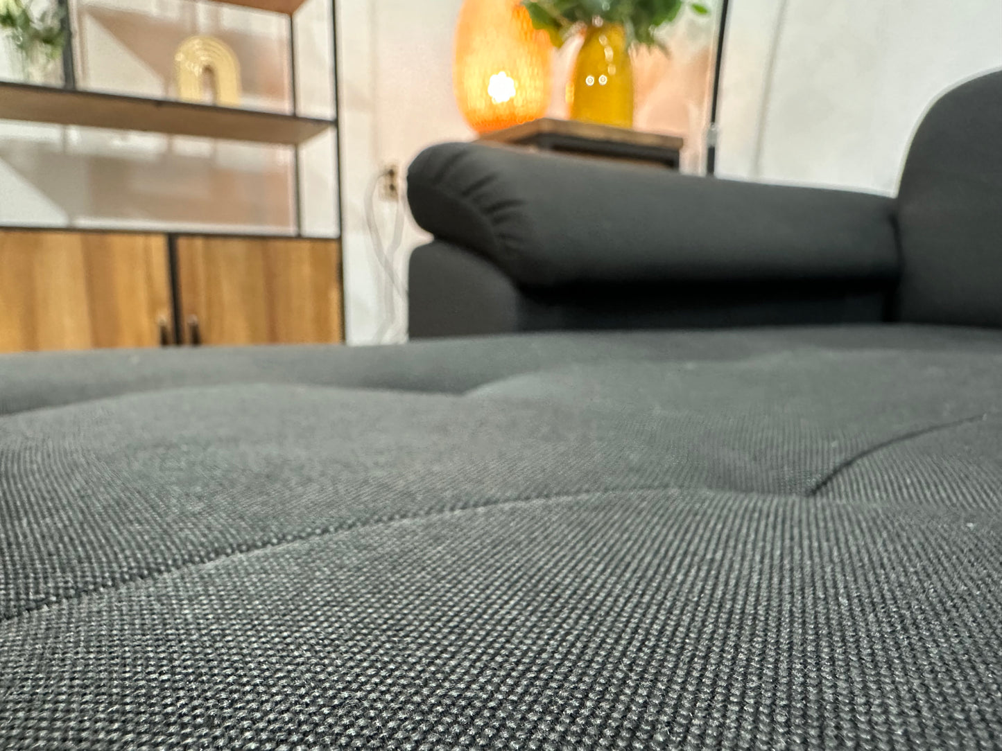 !Showroommodel! Zwarte Stoffen/Lederen U Bank