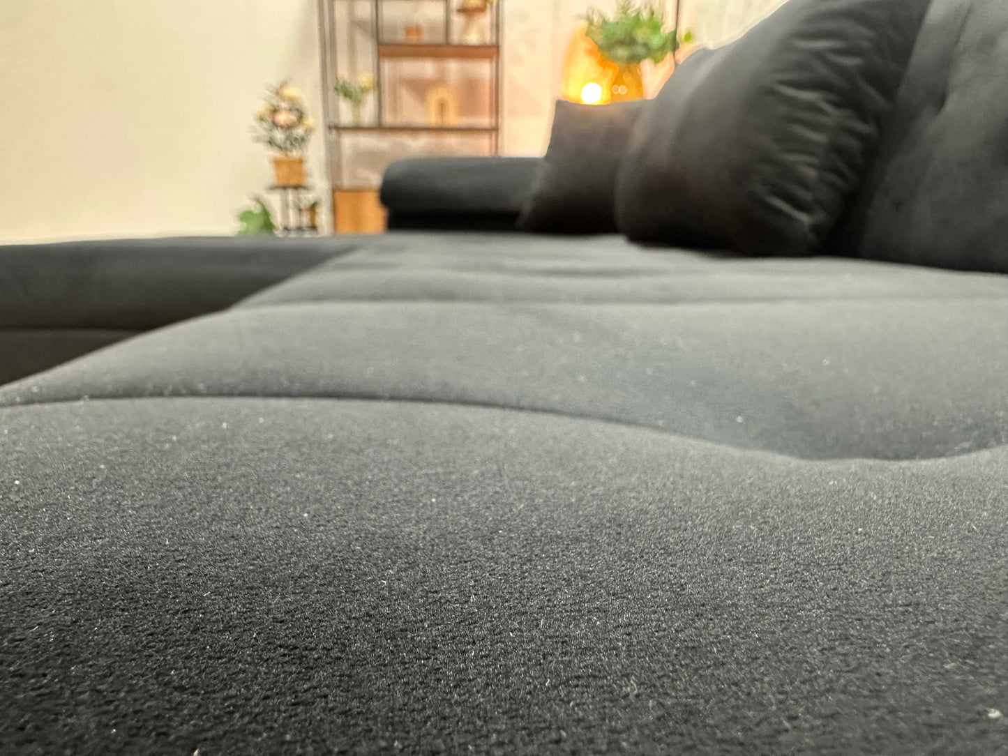 !Showroommodel! Zwarte Velvet Hoekbank