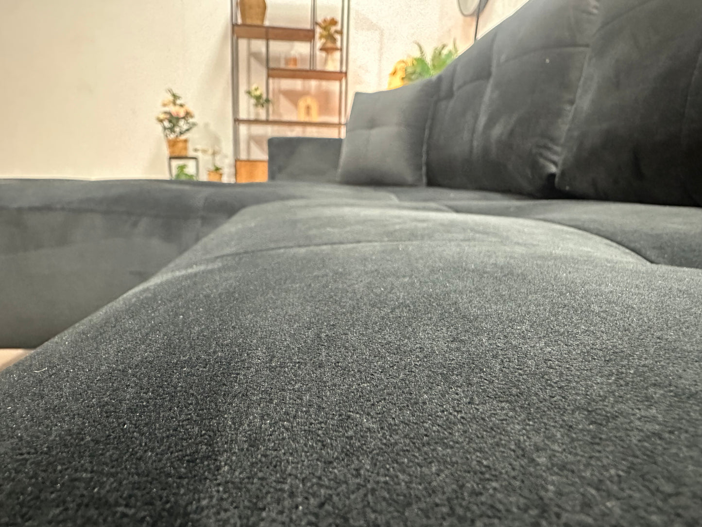 !Showroommodel! Zwarte Velvet Hoekbank