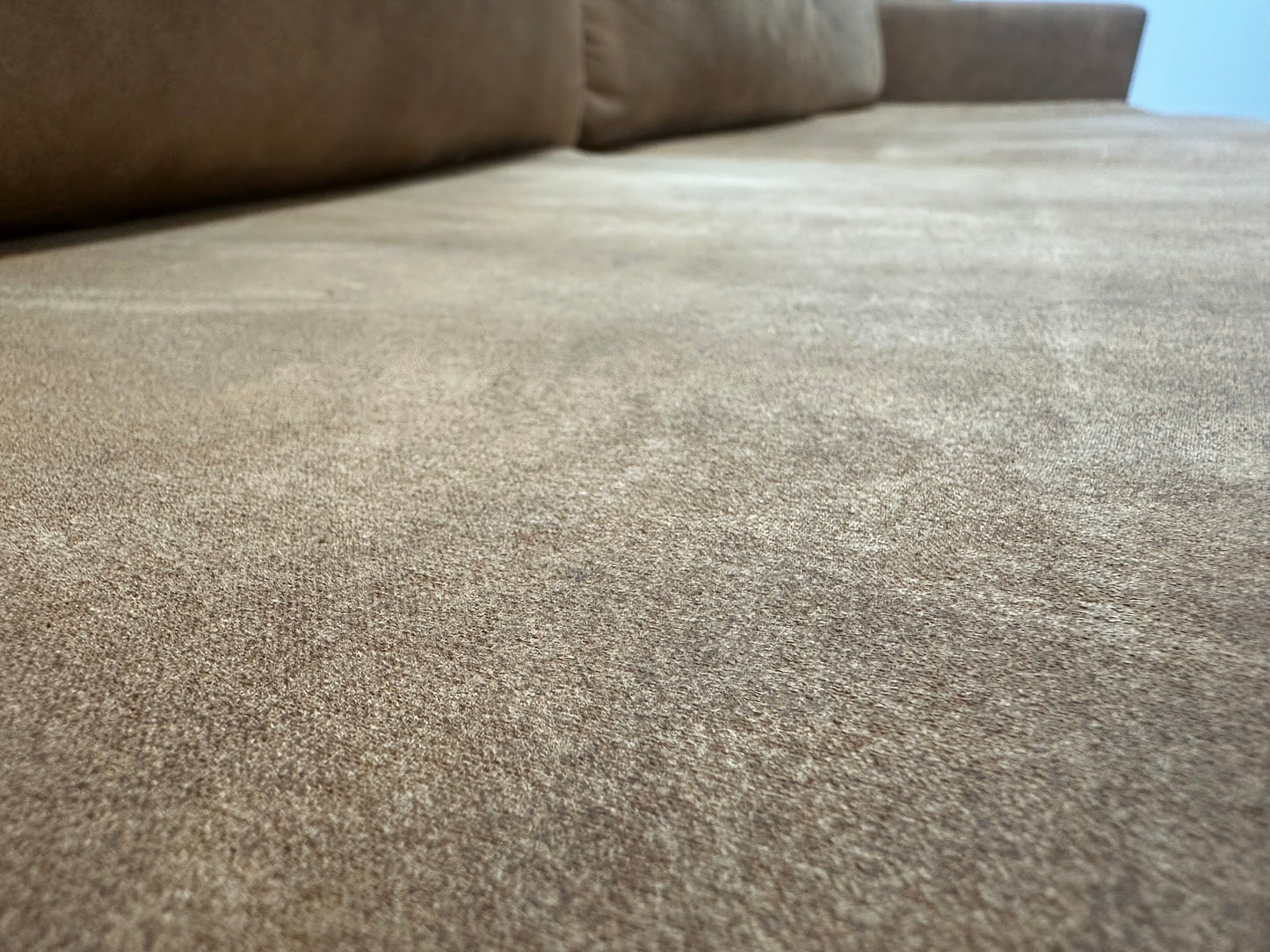 Cognac Bruine Suède Lederen 3-Zits Bank ~ Losse Kussens Met Afneembare Hoezen