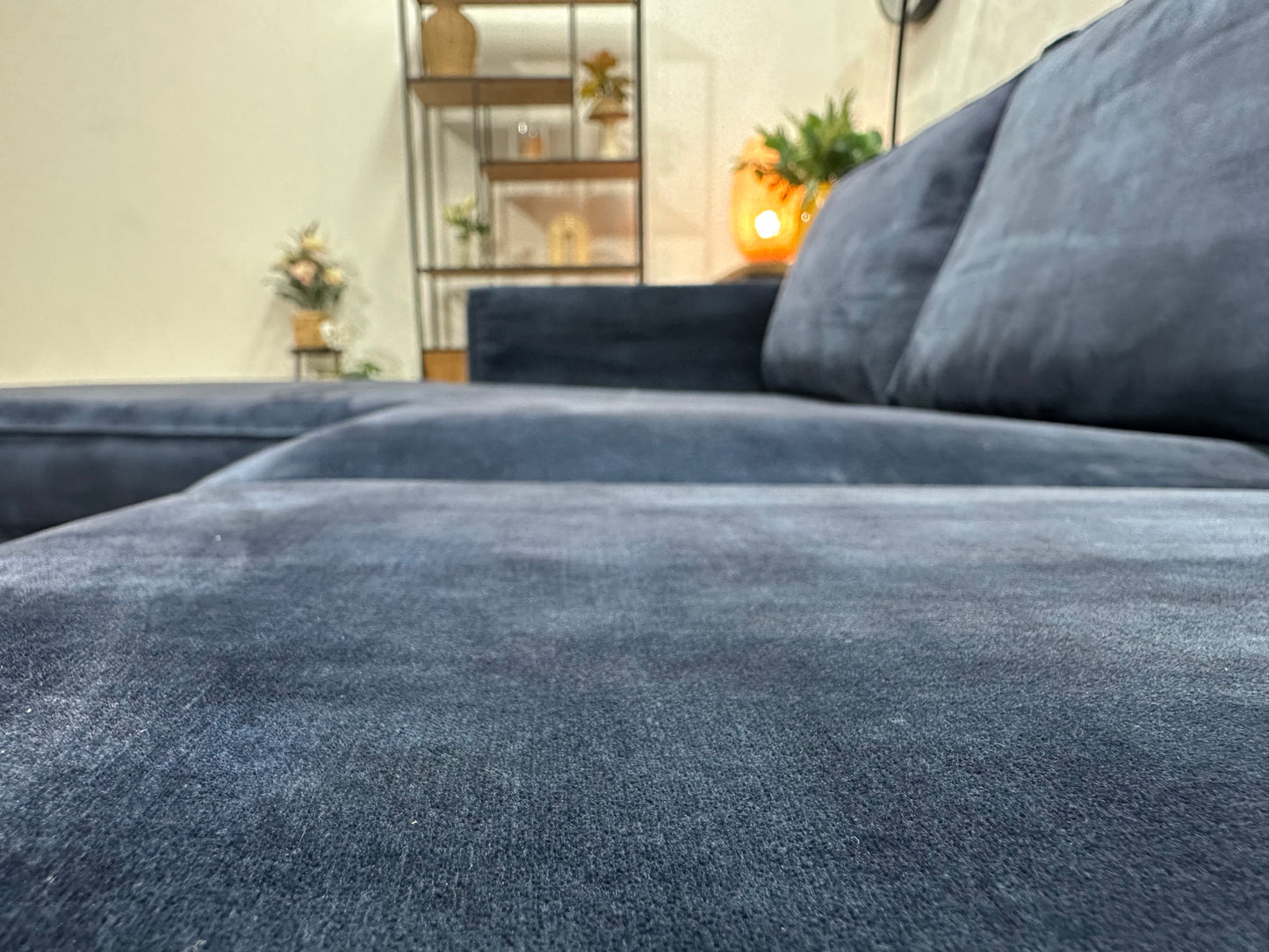 Blauwe Velvet U Bank ~ Losse Kussens Met Afneembare Hoezen