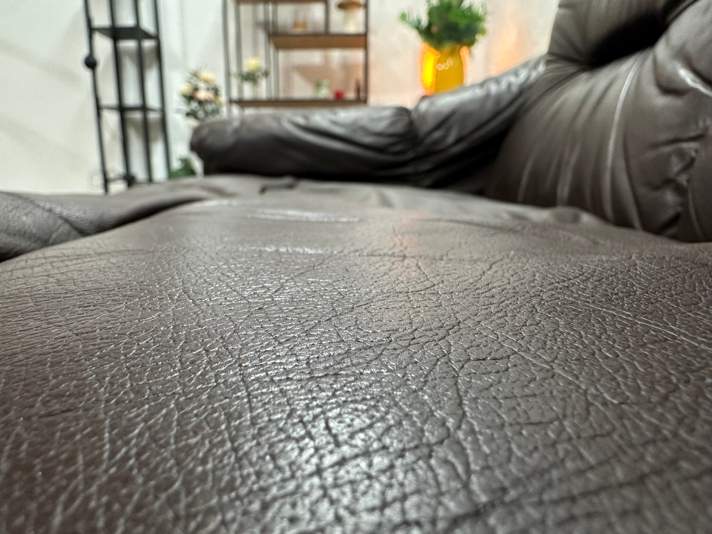 Bruine Echt Lederen 3-Zits Bank ~ Vaste Kussens