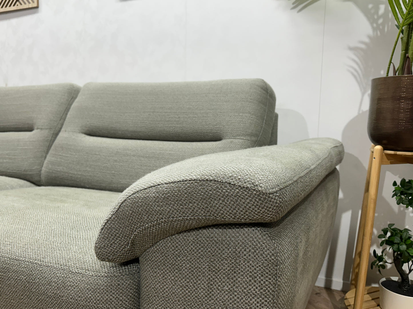 H&H Licht Grijze Hoekbank ~ Vaste Kussens