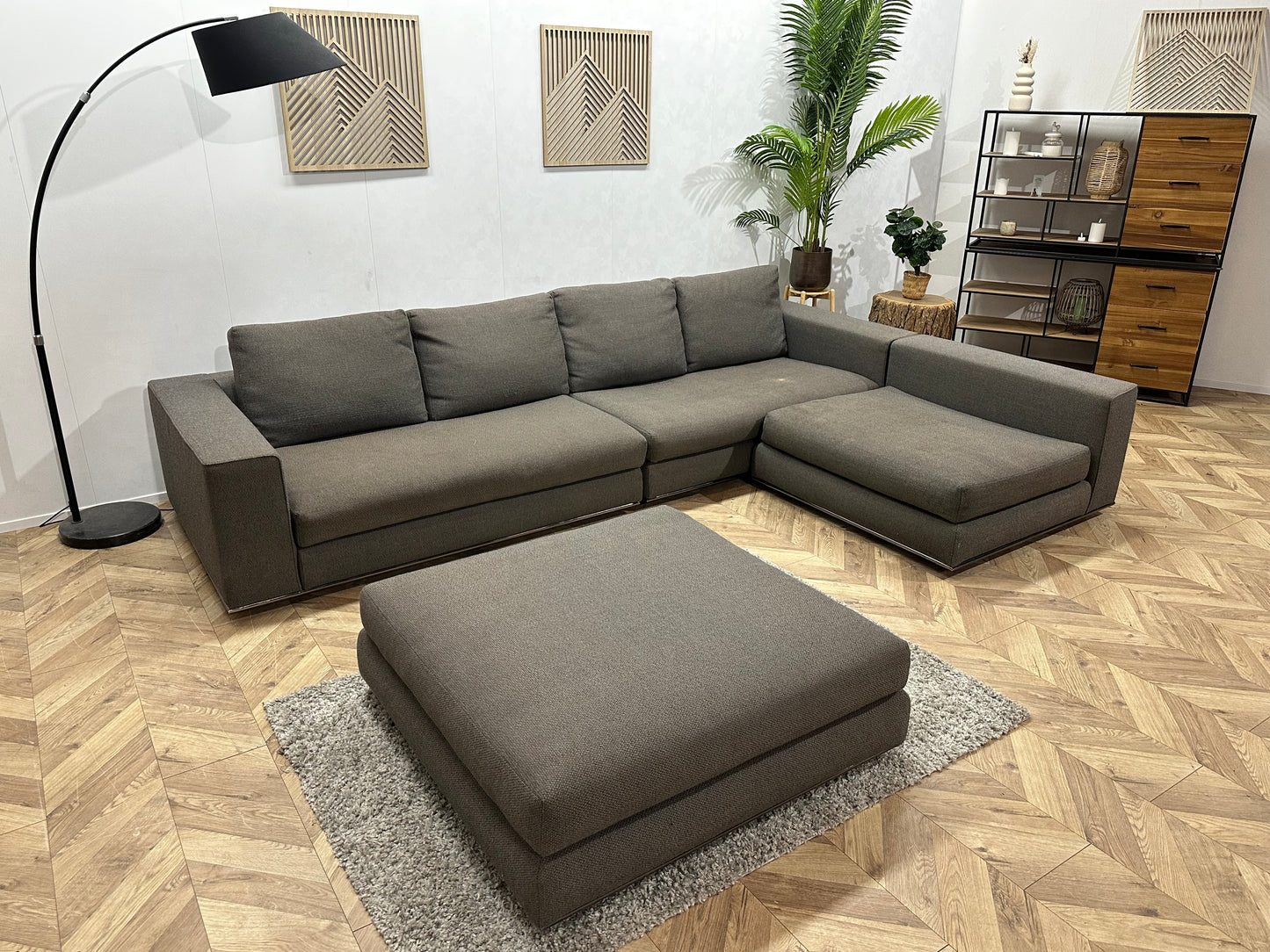 Minotti Bruine Hoekbank Inc Hocker ~ Inruilvoordeel