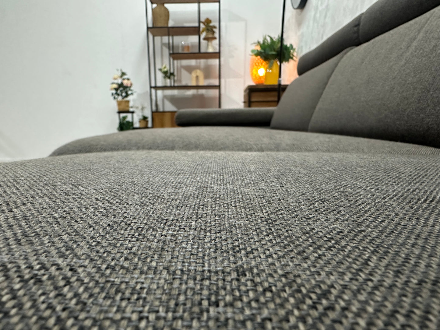 Grijze 3-Zits Bank ~ Verstelbare Arm/Hoofdsteunen