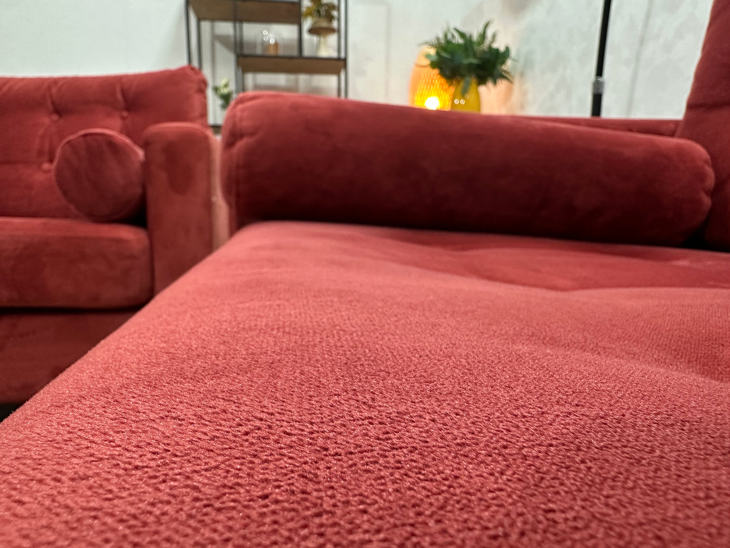 Rode Velvet Banken Set ~ Losse Kussens Met Afneembare Hoezen