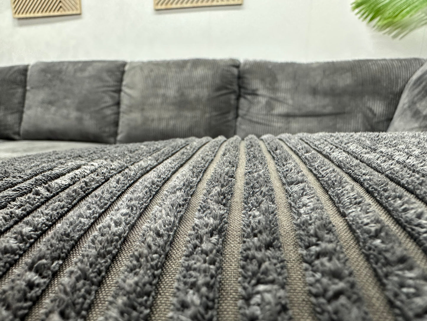 Antraciet Ribstof U Bank ~ Losse Rugkussens Met Afneembare Hoezen