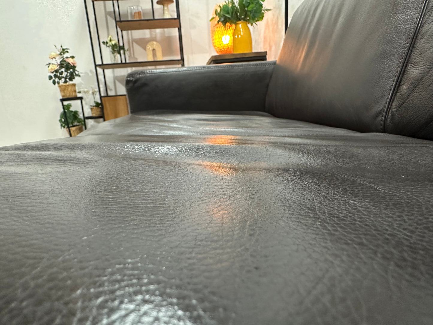 Bruine Echt Lederen Hoekbank ~ Geïmpregneerd