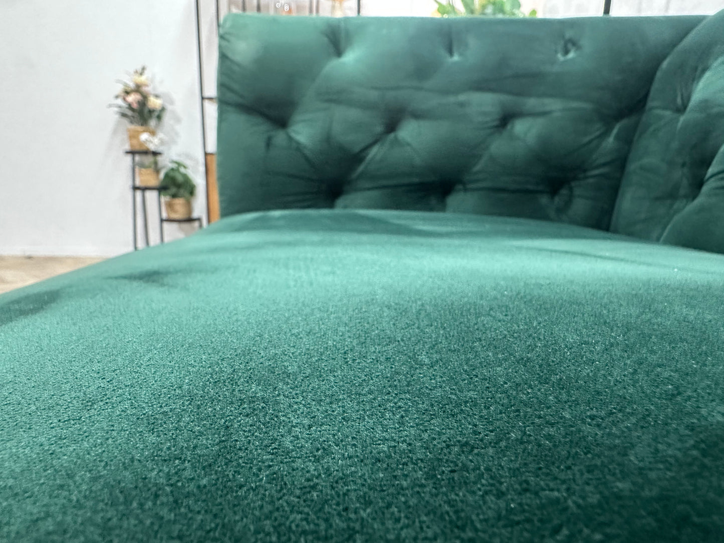 Groene Velvet 3-Zits Bank ~ Vaste Kussens