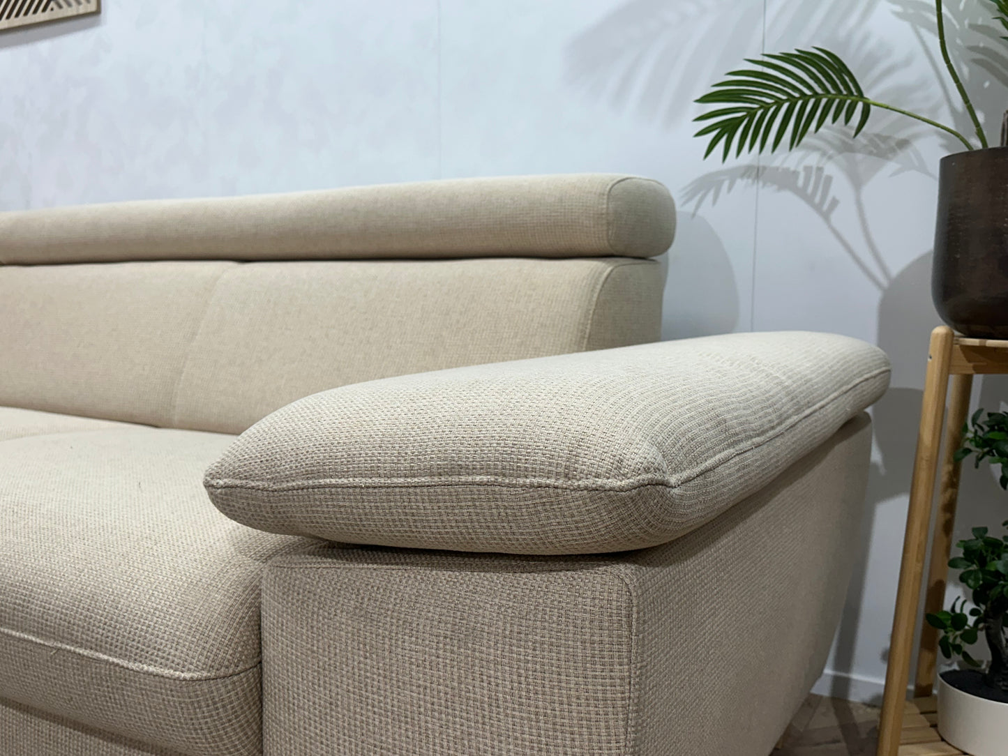 Crème Hoekbank ~ Verstelbare Arm/Hoofdsteunen