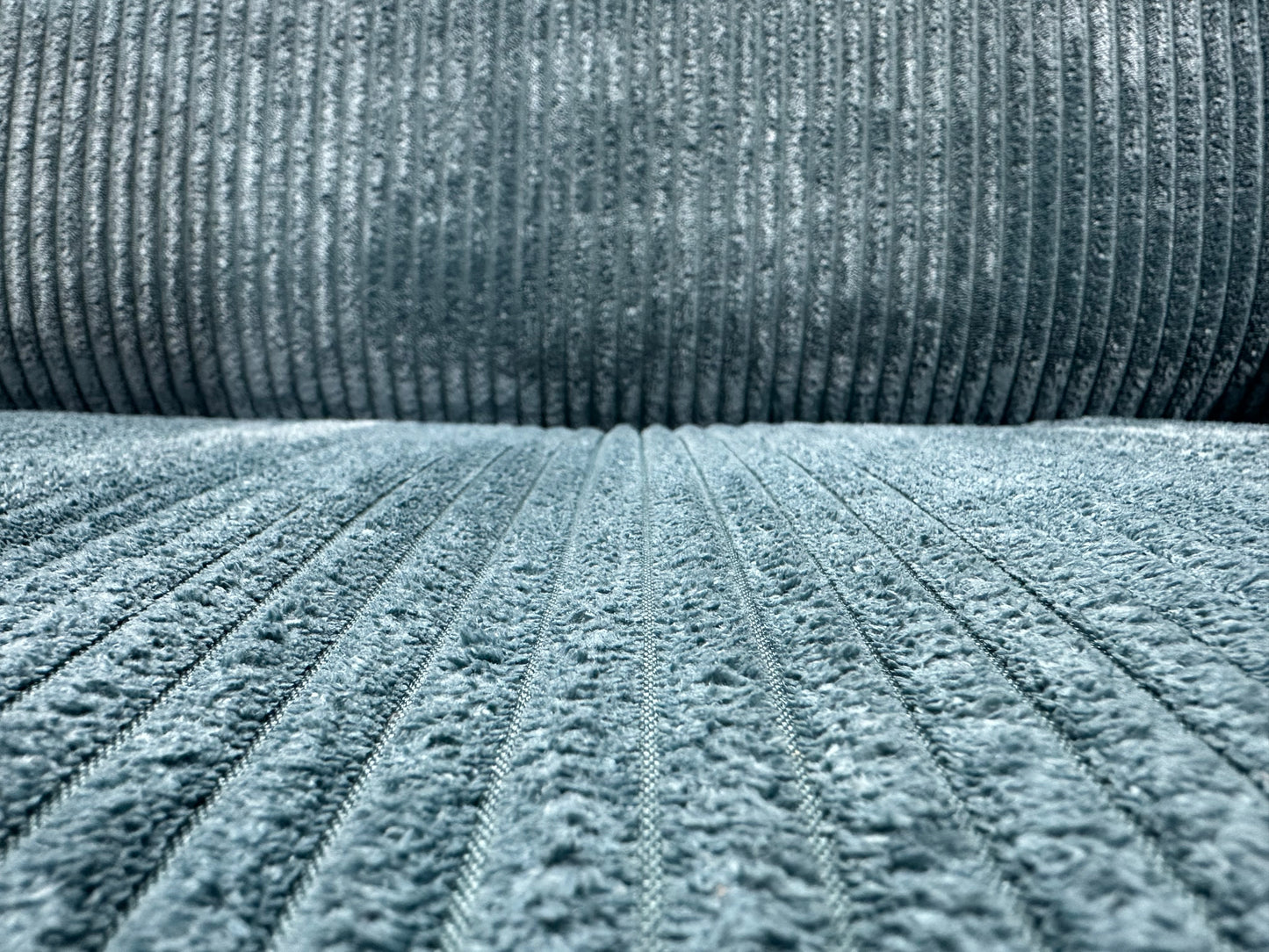 Blauwe Ribstof 2.5-Zits Bank ~ Vaste Kussens