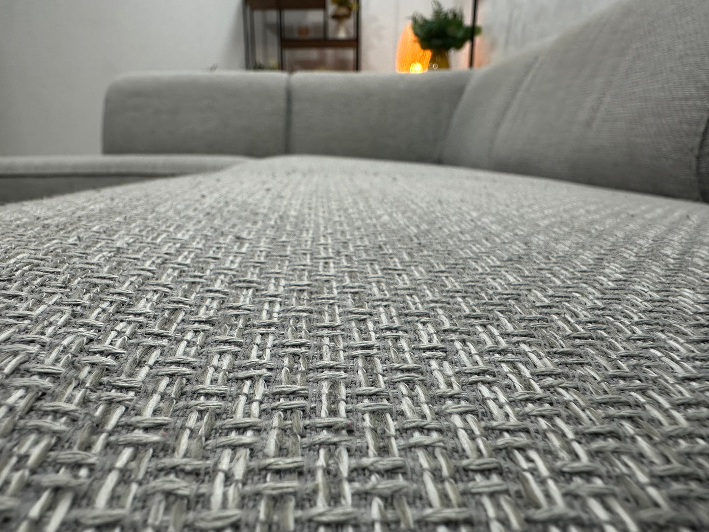 Licht Grijze Hoekbank ~ Vaste Kussens