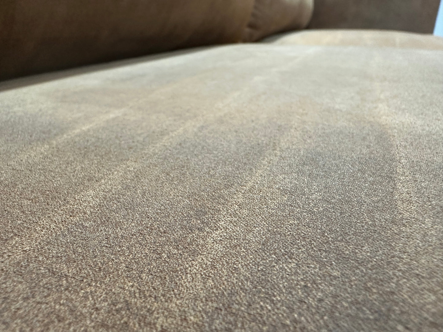 Cognac Bruine Suède Lederen 2.5-Zits Bank ~ Losse Kussens Met Afneembare Hoezen