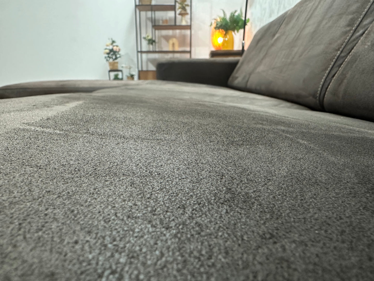 Bruine Suède Stoffen Hoekbank ~ Vaste Kussens