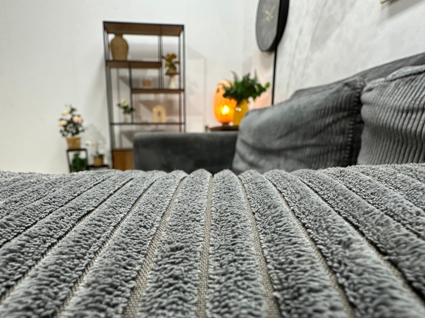 Antraciet Ribstof Hoekbank ~ Losse Kussens Met Afneembare Hoezen