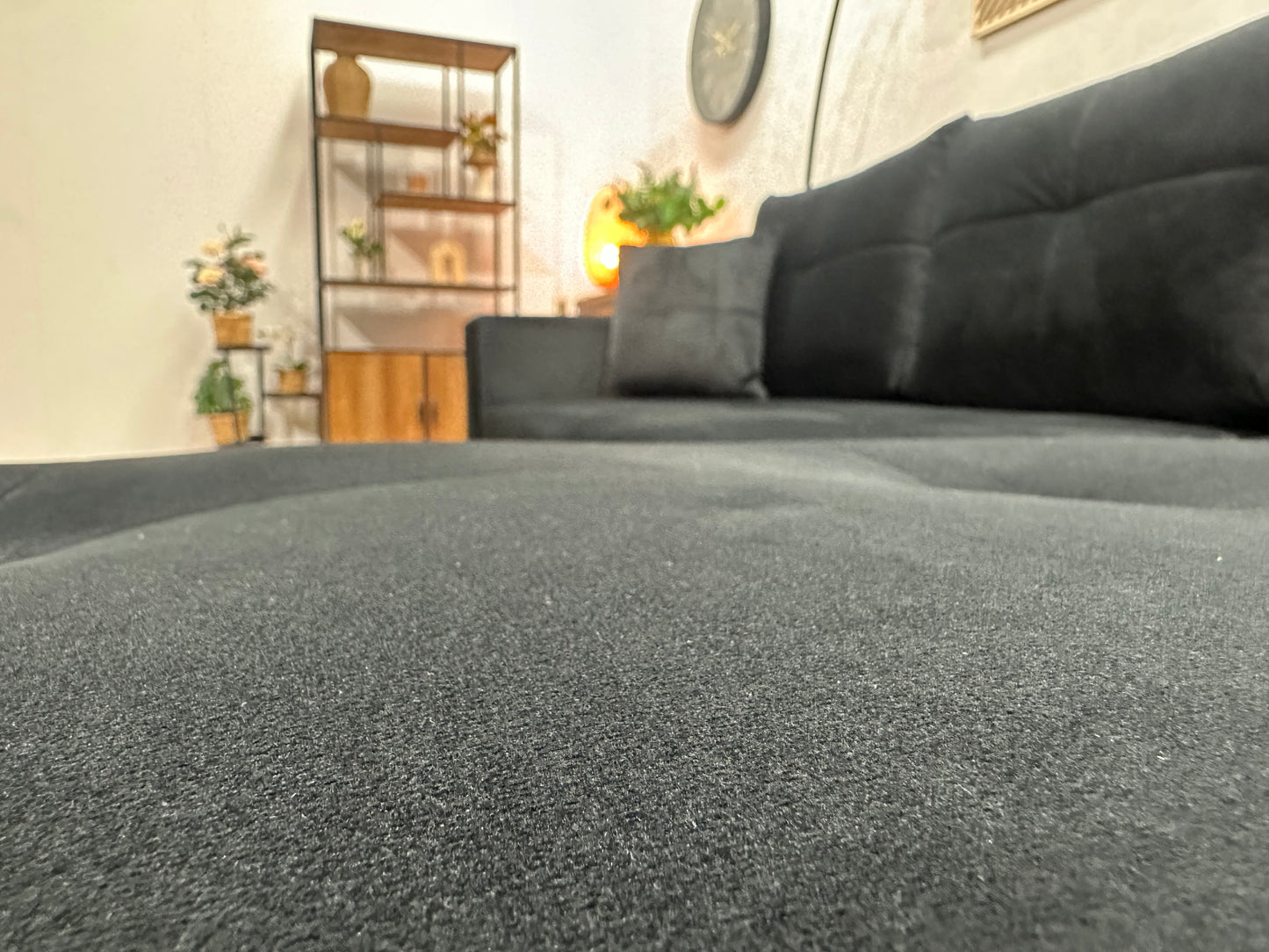 !Showroommodel! Zwarte Velvet Hoekbank