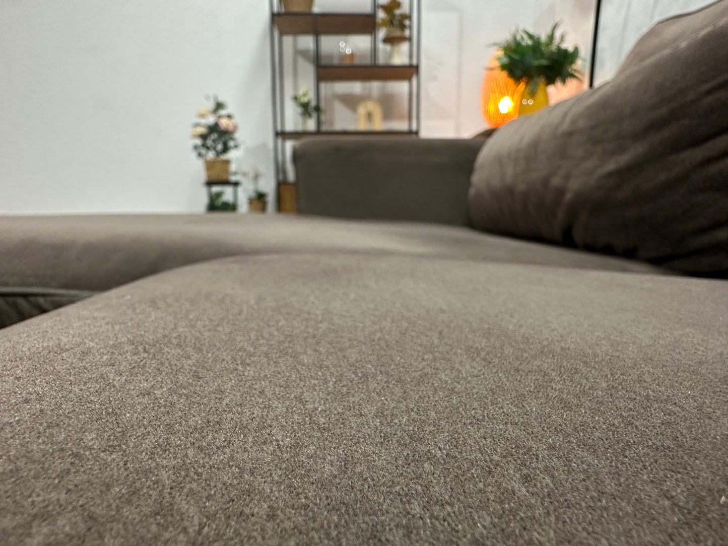 Bruine Velvet Hoekbank ~ Losse Kussens Met Afneembare Hoezen