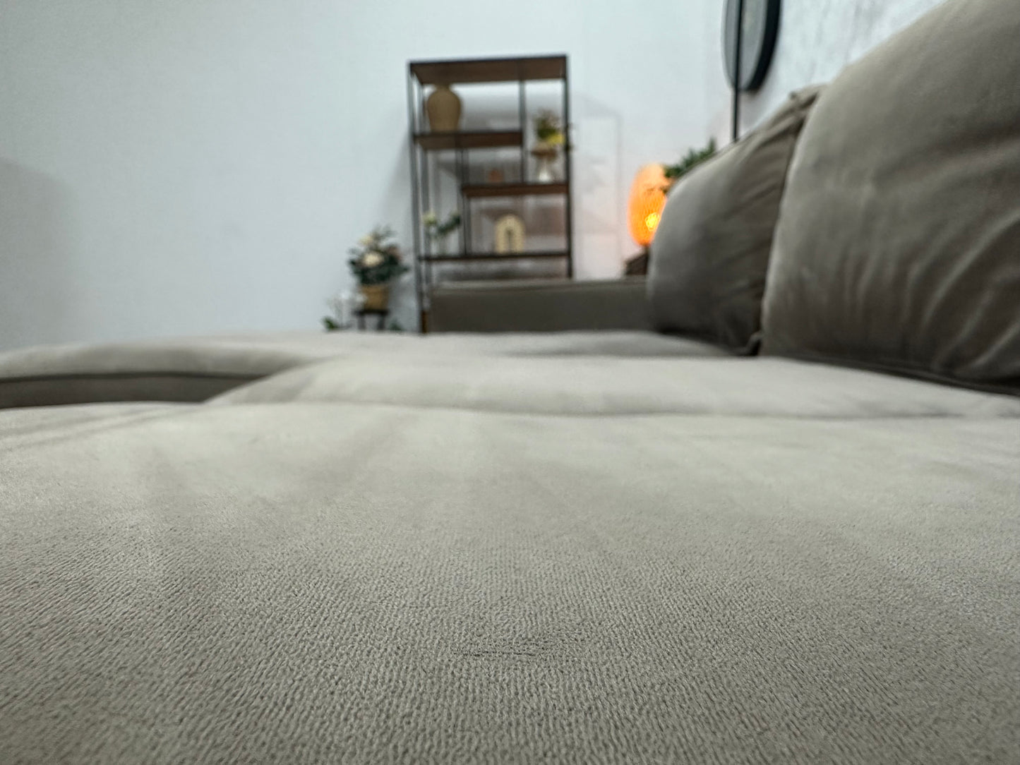 Licht Bruine Velvet Hoekbank ~ Losse Kussens Met Afneembare Hoezen