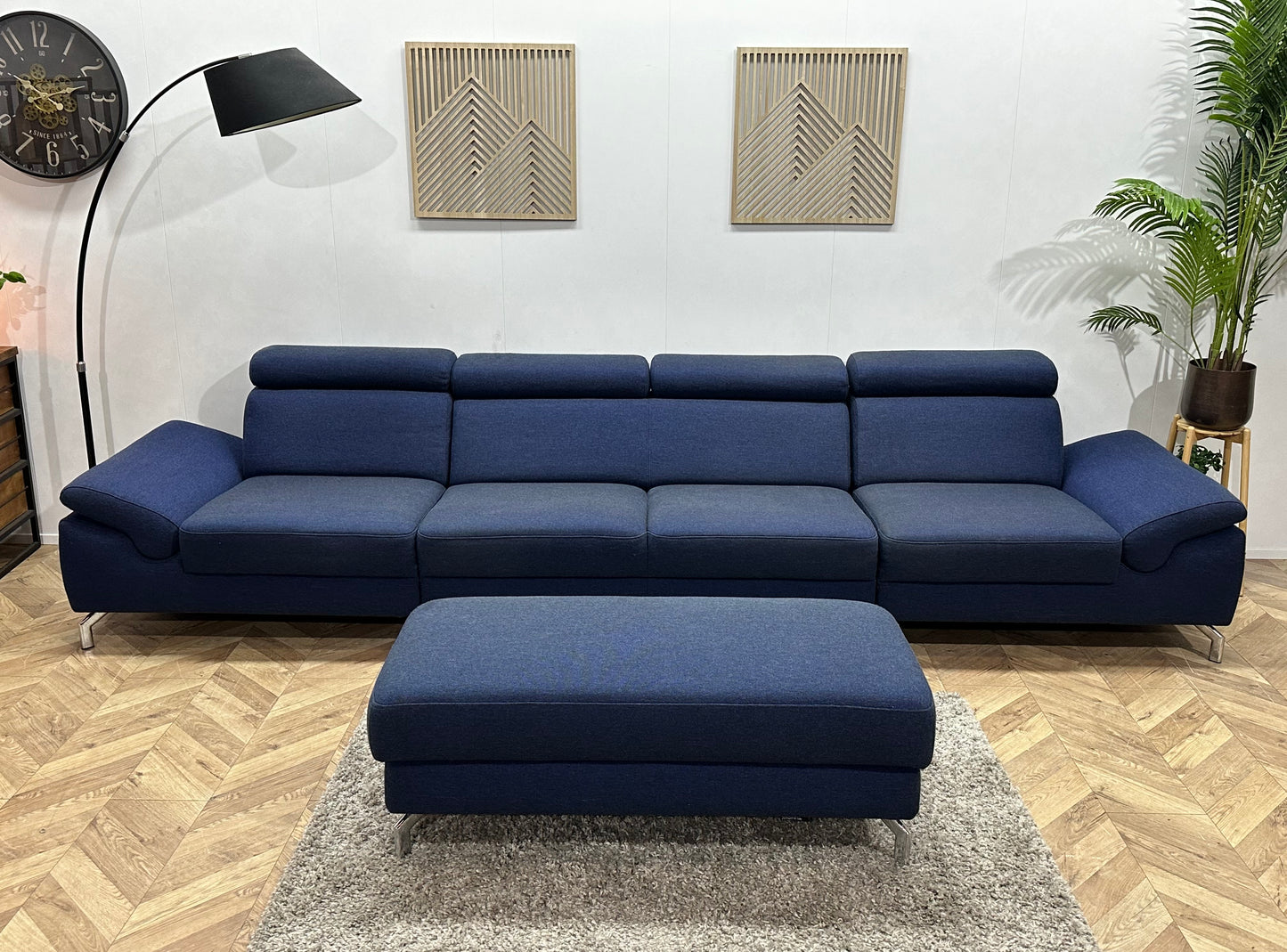 Montèl Blauwe Rechte Bank Inc Hocker ~ Verstelbare Arm/Hoofdsteunen