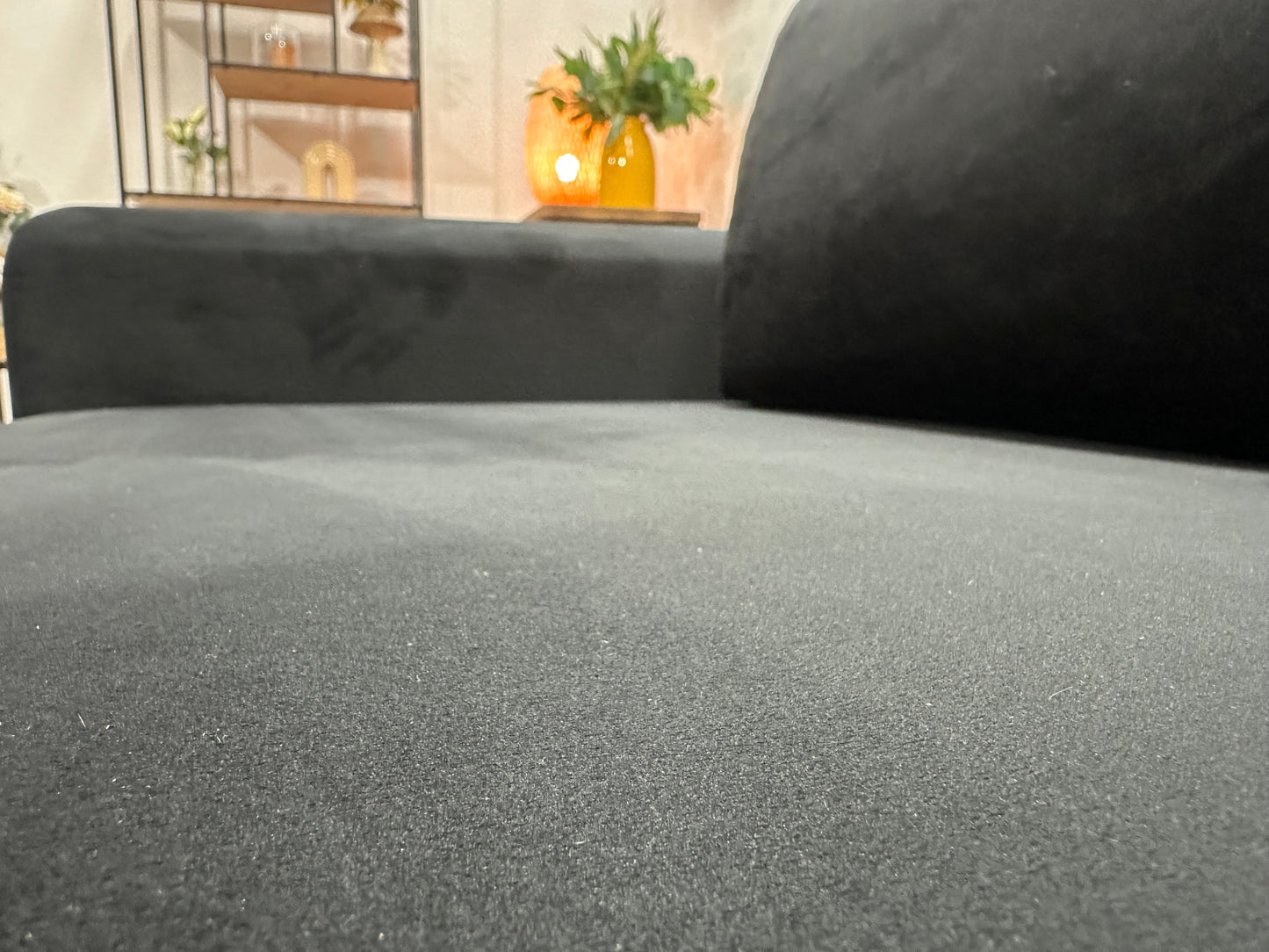 !Showroommodel! Zwarte Velvet Hoekbank