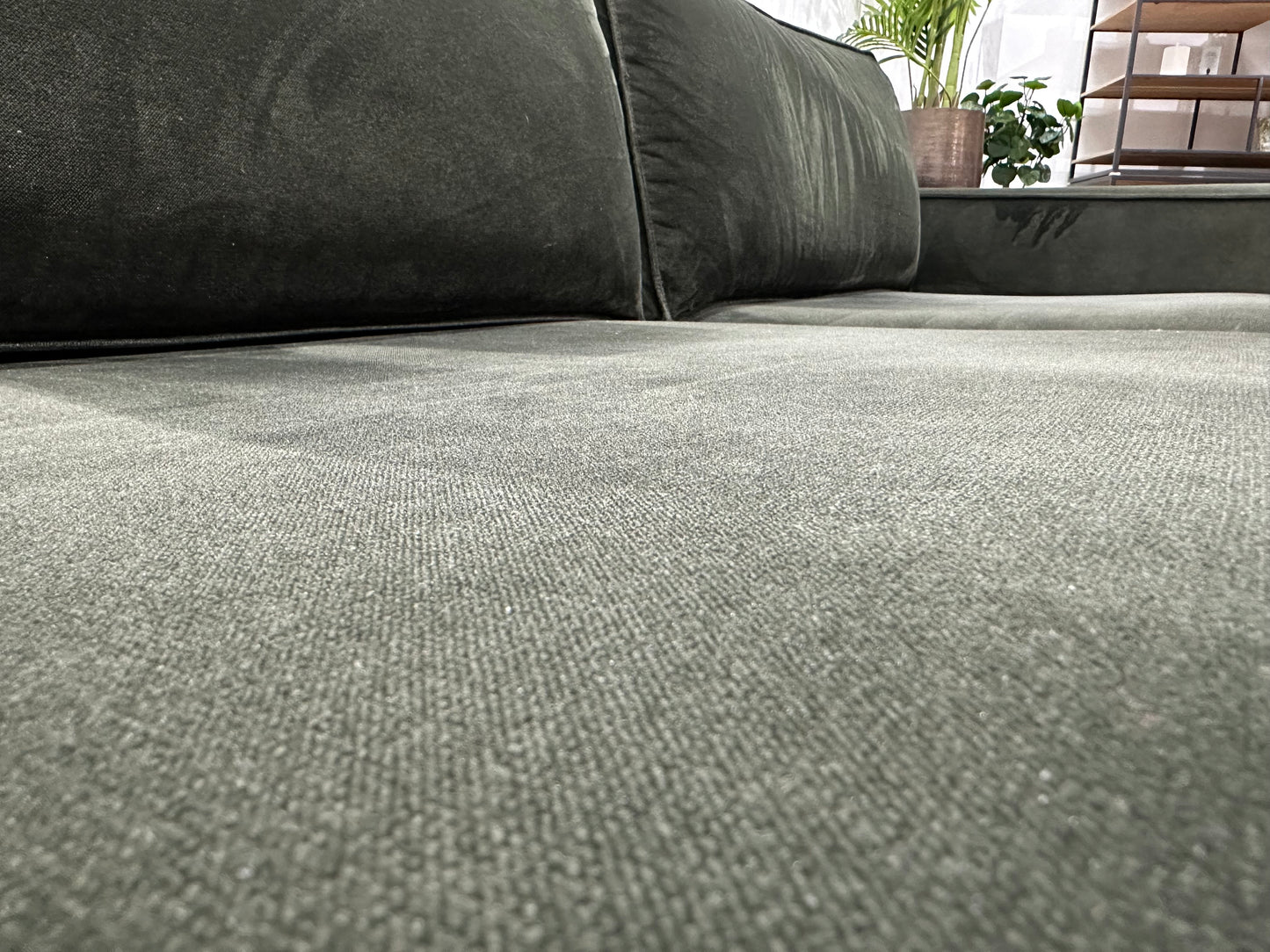 Groene Velvet Stof 2.5-Zits Bank ~ Losse Kussens Met Afneembare Hoezen