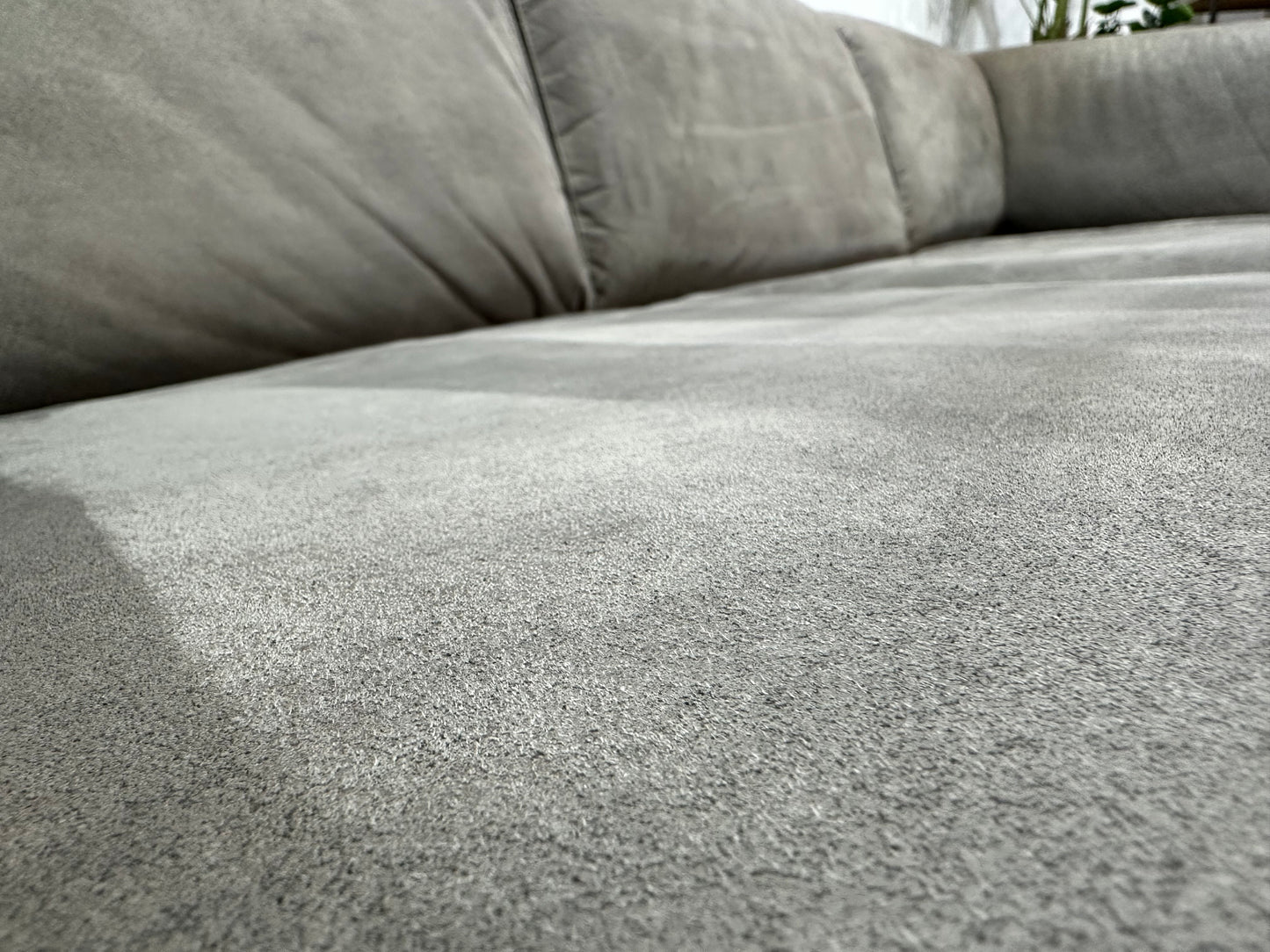 Groene Suède Lederen Hoekbank ~ Vaste Kussens