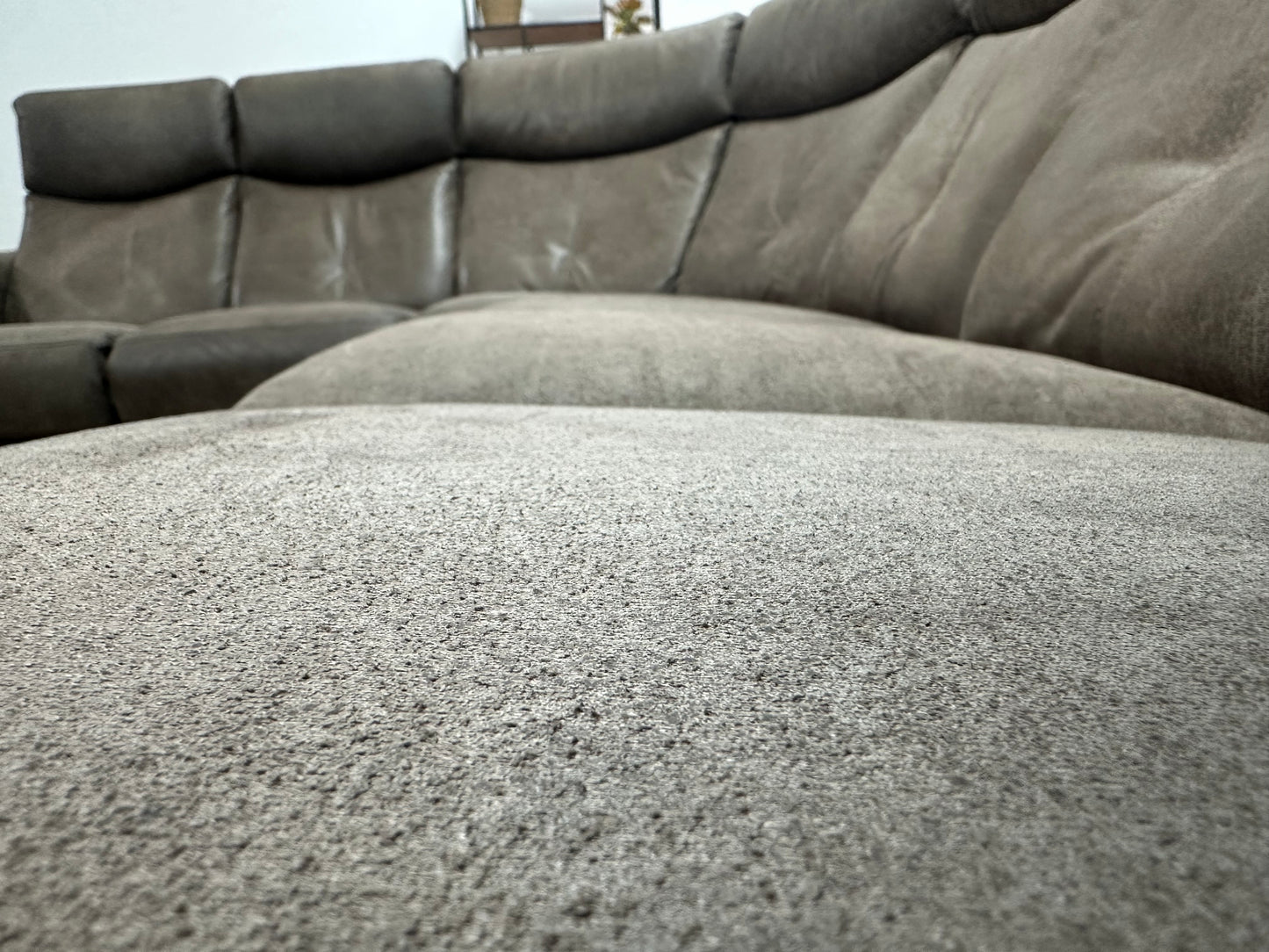 Cognac Bruine Suède Stoffen Hoekbank ~ Relaxfunctie