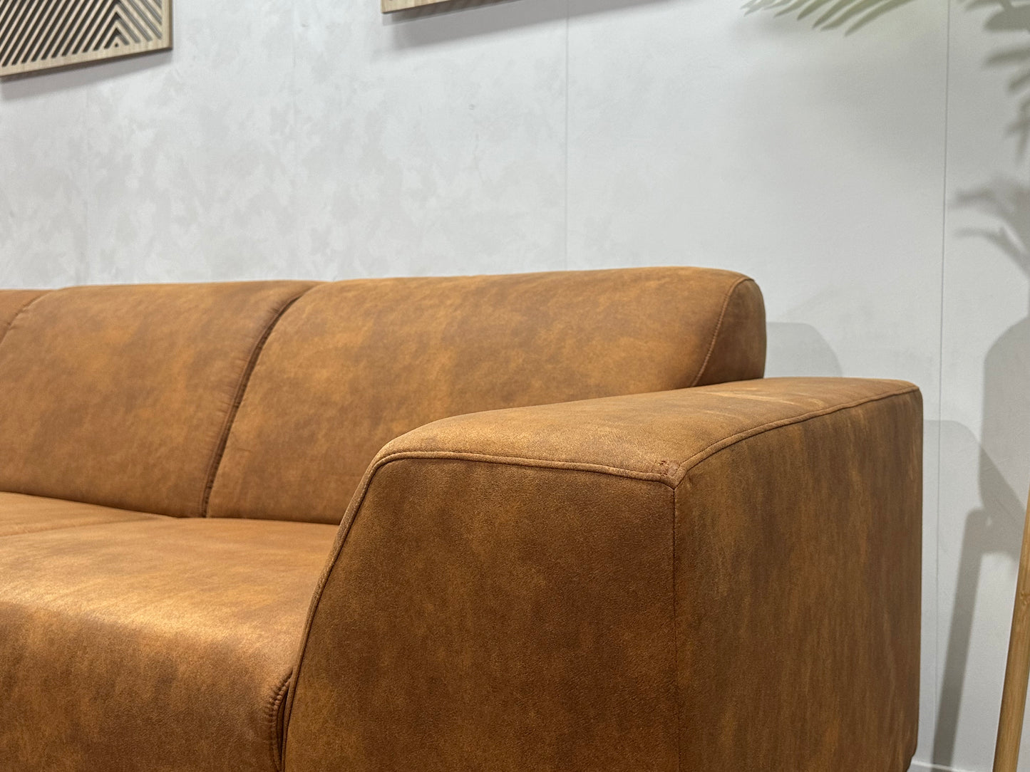 Cognac Bruine Suède Stoffen Hoekbank ~ Inruilvoordeel