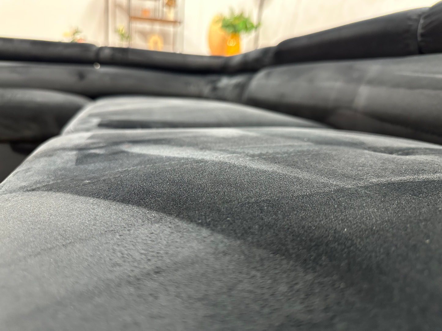 Zwarte Velvet Hoekbank ~ Slaapfunctie ~ Verstelbare Hoofdsteunen