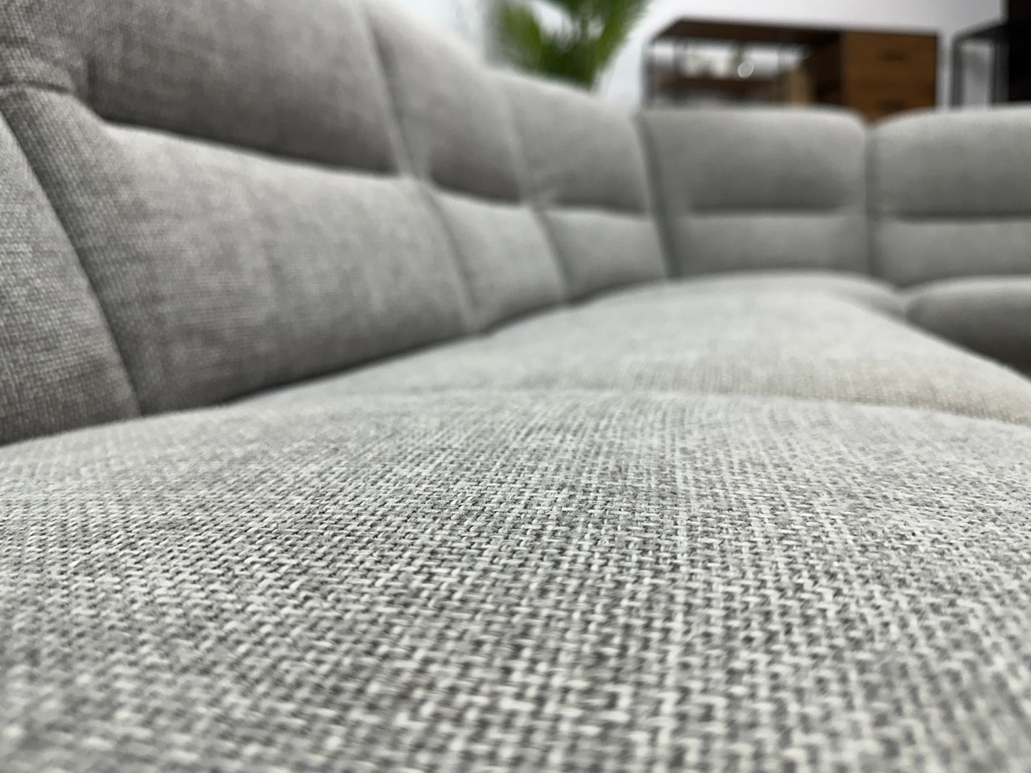 Licht Grijze Hoekbank ~ Vaste Kussens